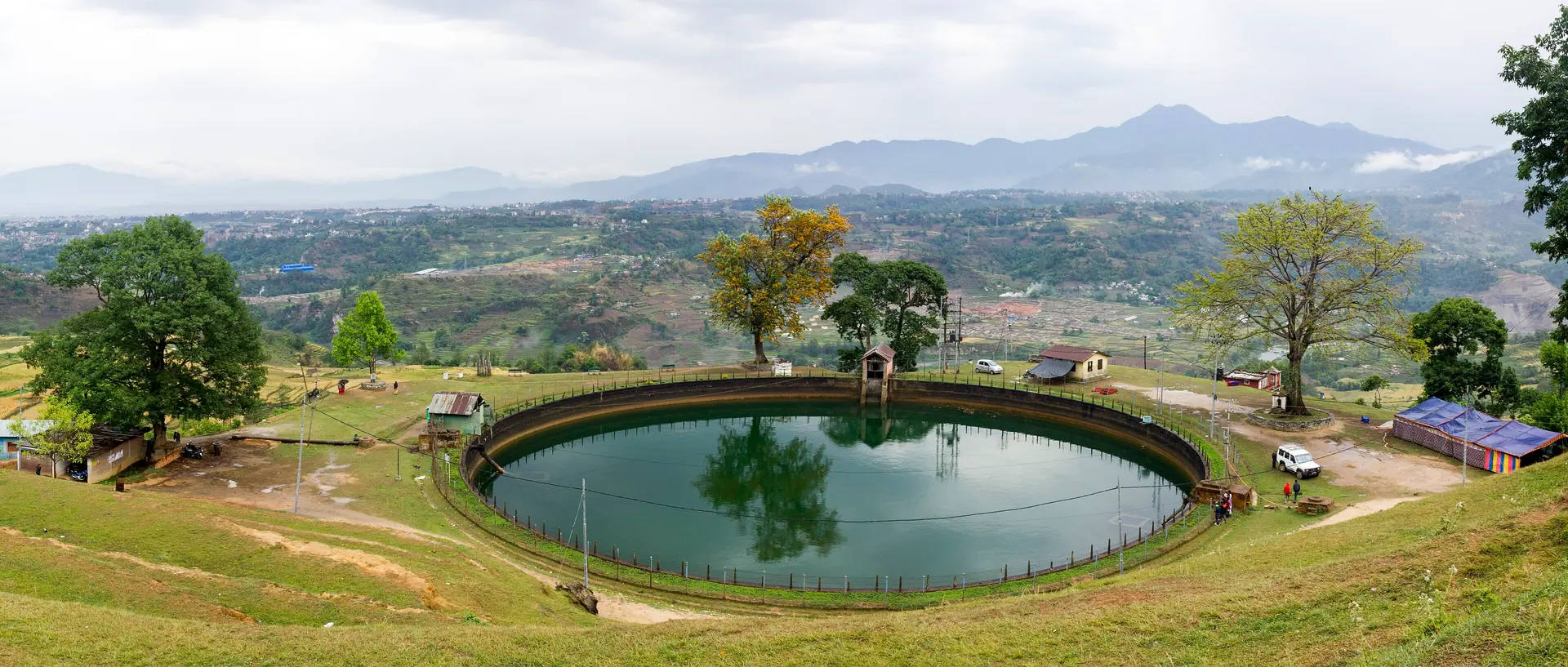 Pharping reservoir and the surrounding landscape