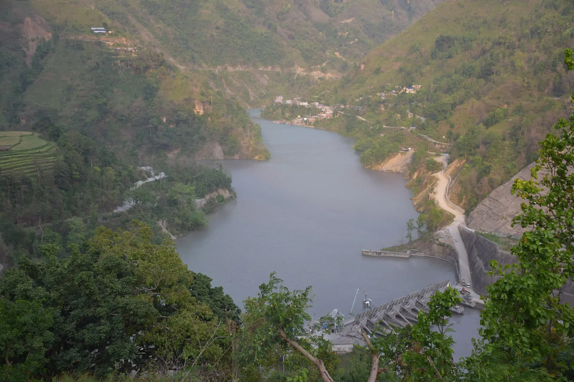Hydropower infrastructure within Nepal's mountain landscape